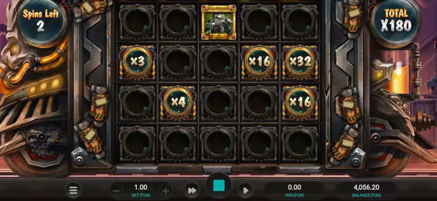 Money Train 3 Money Cart bonus round: multiplier symbols x3, x4, x16 and x32 plus a persistent symbol