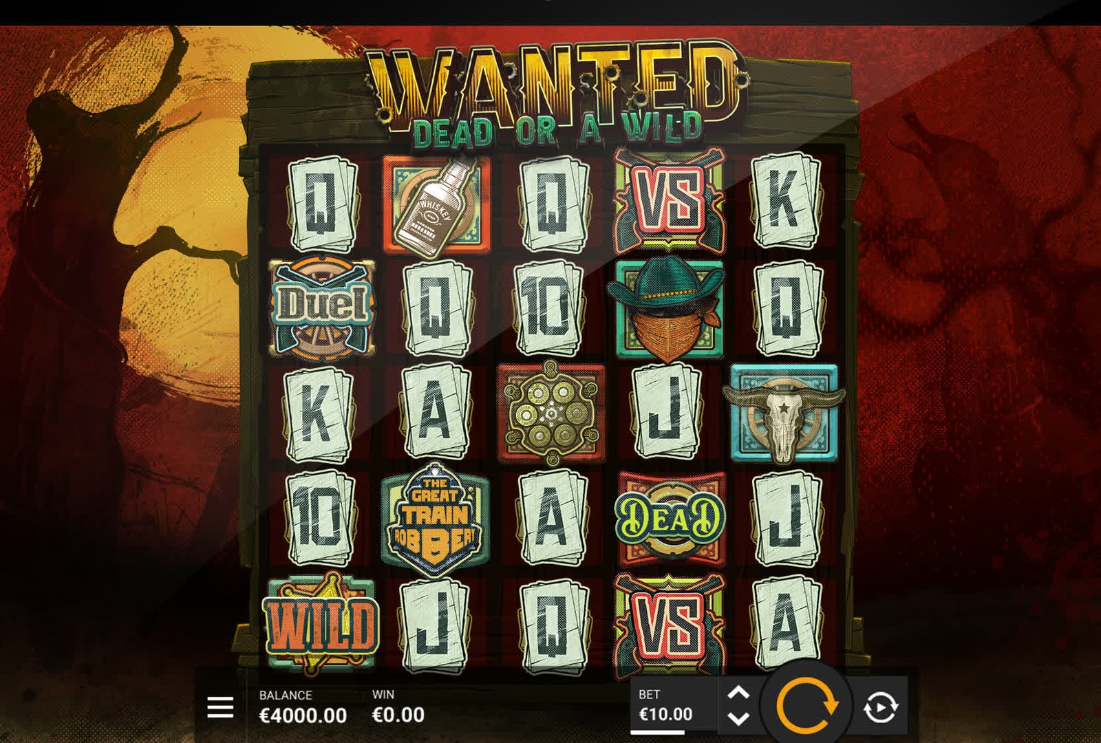 Wanted Dead or a Wild gameplay: 5×5 reels, VS symbols and bonus symbols